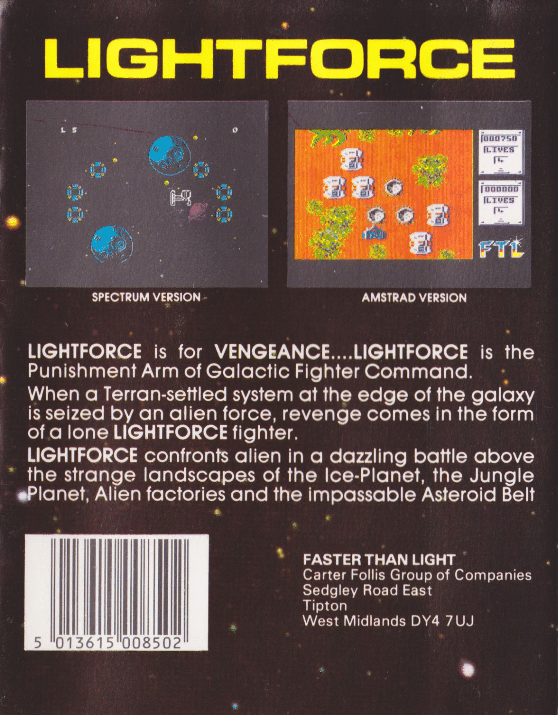 Lightforce box art for Commodore 64